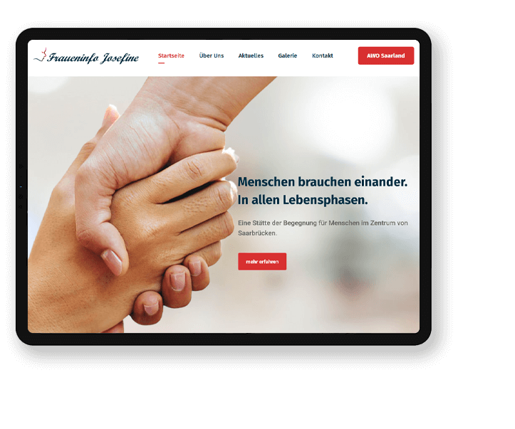 Home 3 Mobile Webseite auf einem Tablet dargestellt