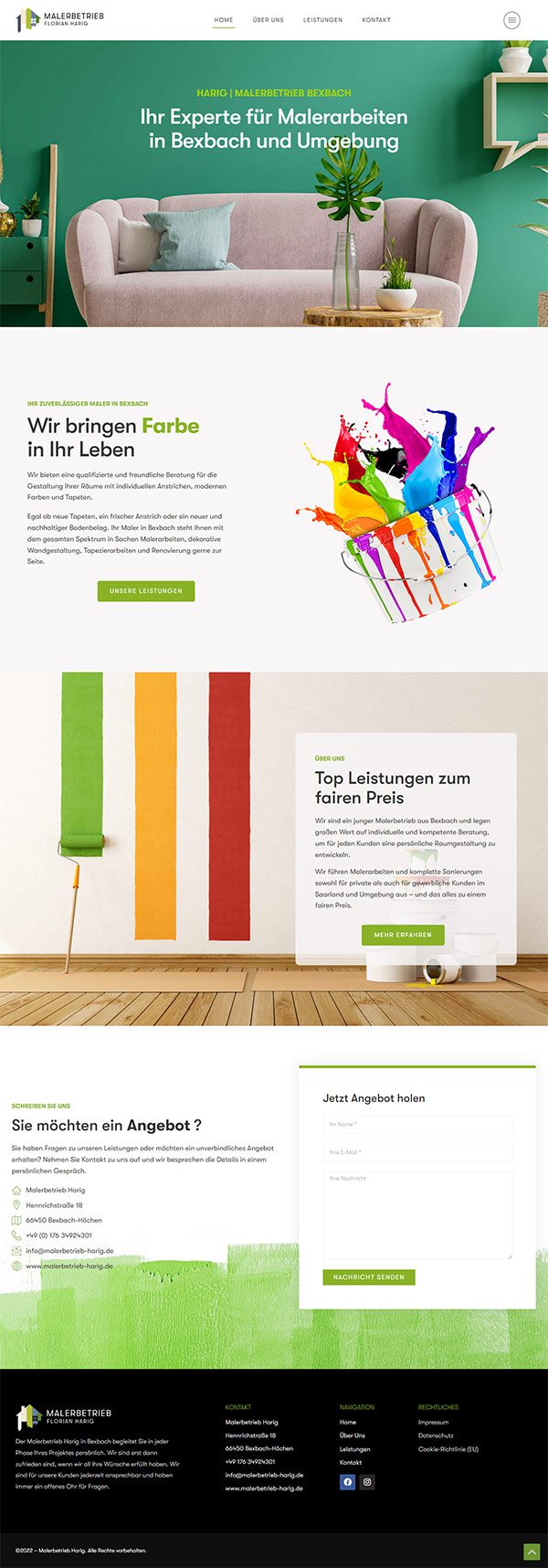 Webdesign für den Malerbetrieb Harig in Bexbach